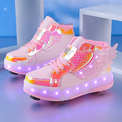 LED Rolschaats Sneakers Met Vleugeldetail En USB Oplaadbare Verlichting