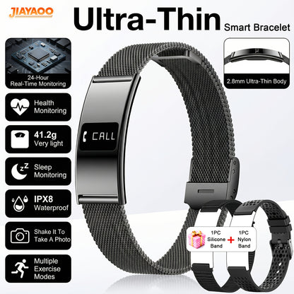Ultradunne Smartwatch met 2,8 mm Behuizing, IPX8 Waterbestendigheid en Multifunctionele Gezondheidsfuncties