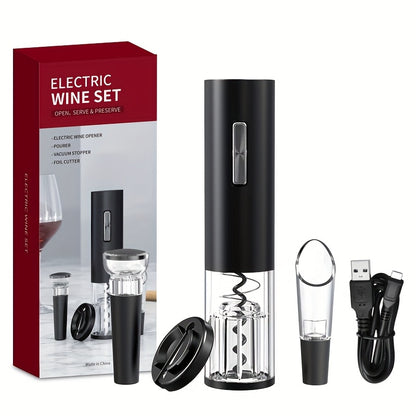 Wijnflesopener Set – Volledig Automatisch met USB-oplaadfunctie