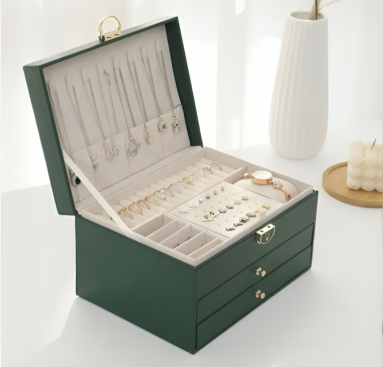 Gelaagde Sieraden Opbergdoos met Lade‑indeling voor Dagelijks Gebruik