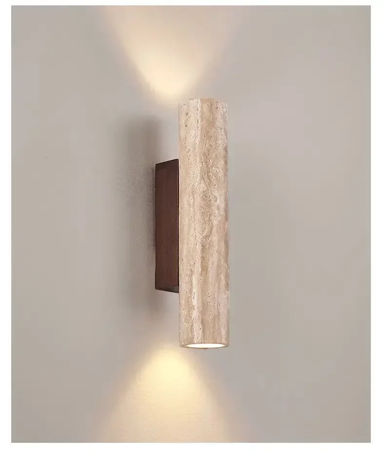 Wandlamp met travertin voorzijde