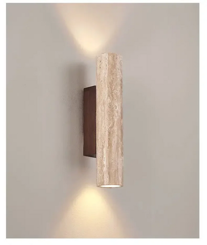 Wandlamp met travertin voorzijde