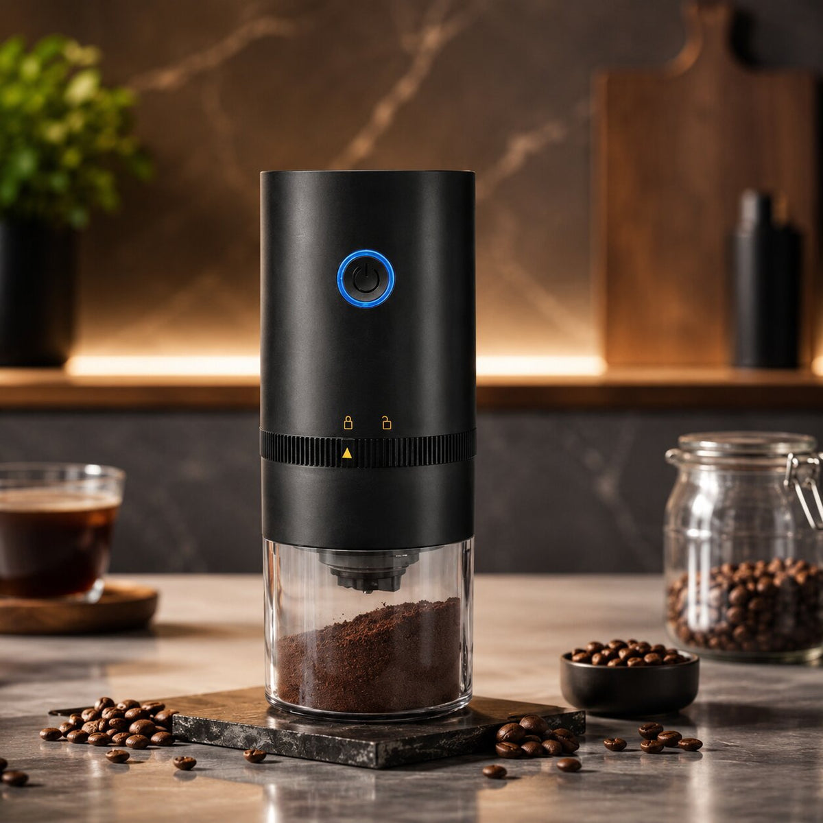 Elektrische Koffiemolen Met Instelbare Maalgraad En Compact Ontwerp Voor Dagelijks Gebruik