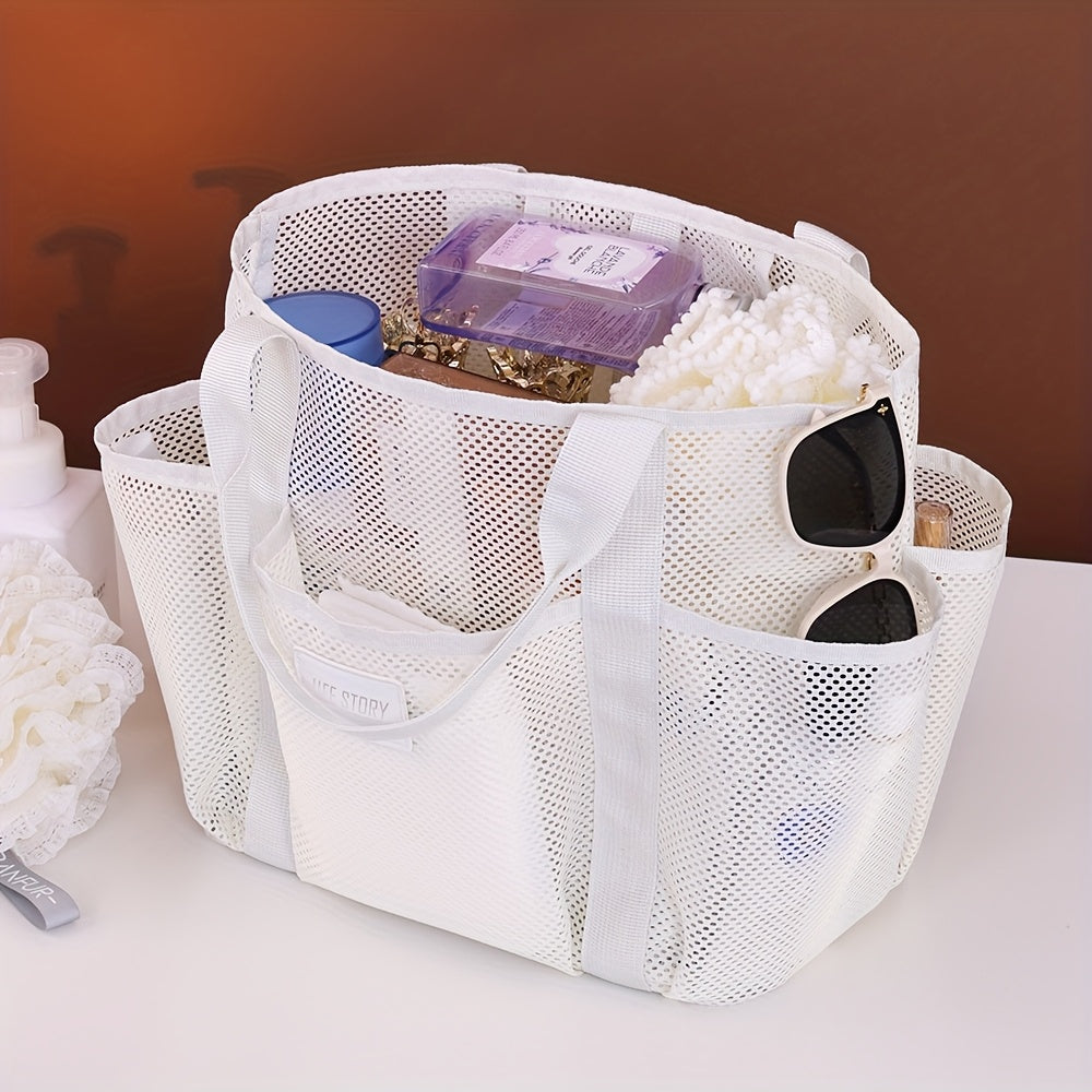 Mesh Beach Tote Bag met Meerdere Zijvakken