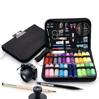 100-delige Naaikit met Accessoires – Compacte Reparatieset met 24 Draadkleuren en Noodgereedschap