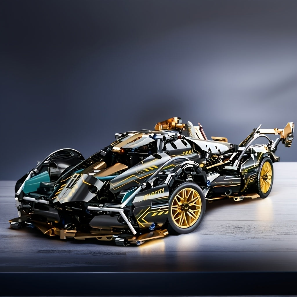 Beperkte editie sportwagen bouwset in zwart-goud
