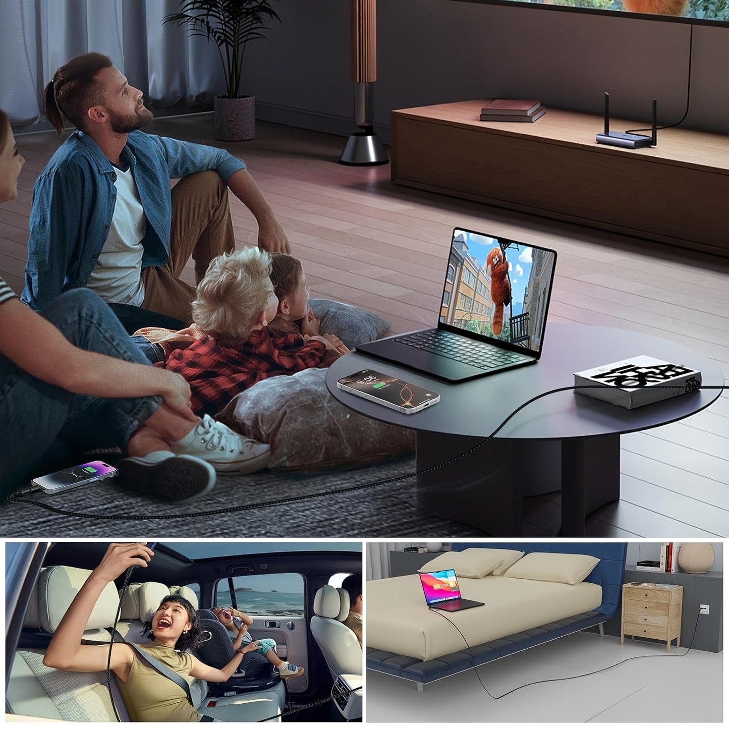 Gevlochten USB‑C Kabel met Snelladen (240W)
