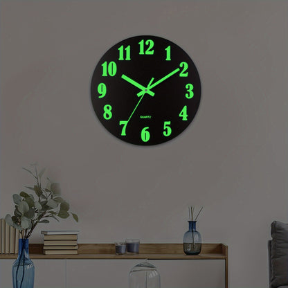 Glowtick RetroLume Wandklok – Stil & Lichtgevend Design met Zwart-Groene Wijzerplaat (Ø ca. 30 cm)