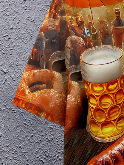 Heren 3D‑Bedrukt Polyester T‑Shirt met BBQ‑Scène