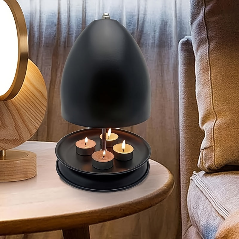 HeatDome Theelichtoven – Zwarte Tafelradiator met Handwarmer & Kaarsenhouder