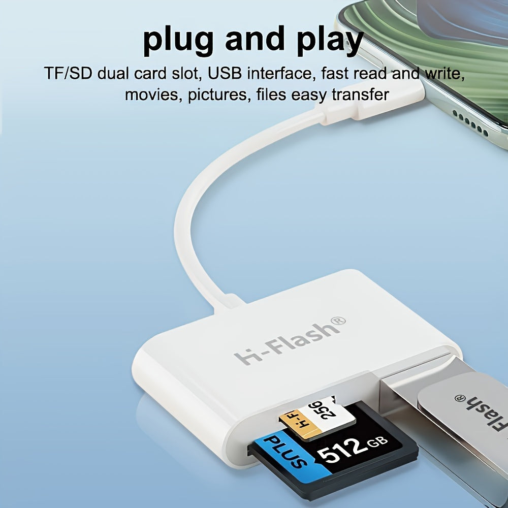 H-Flash 3-in-1 USB-C Kaartlezer – Compacte Gegevensoverdracht voor SD en Micro SD