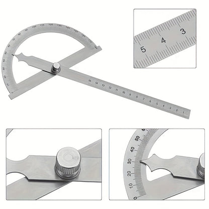 AnglePro Timmermanshoek – Roestvrijstalen Precisie Meetlint met Blauwe Accenten