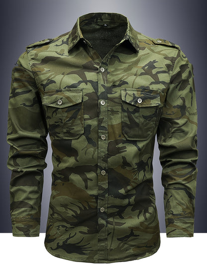 Heren Militair Camouflage Shirt – 100% Katoen met Borstzakken