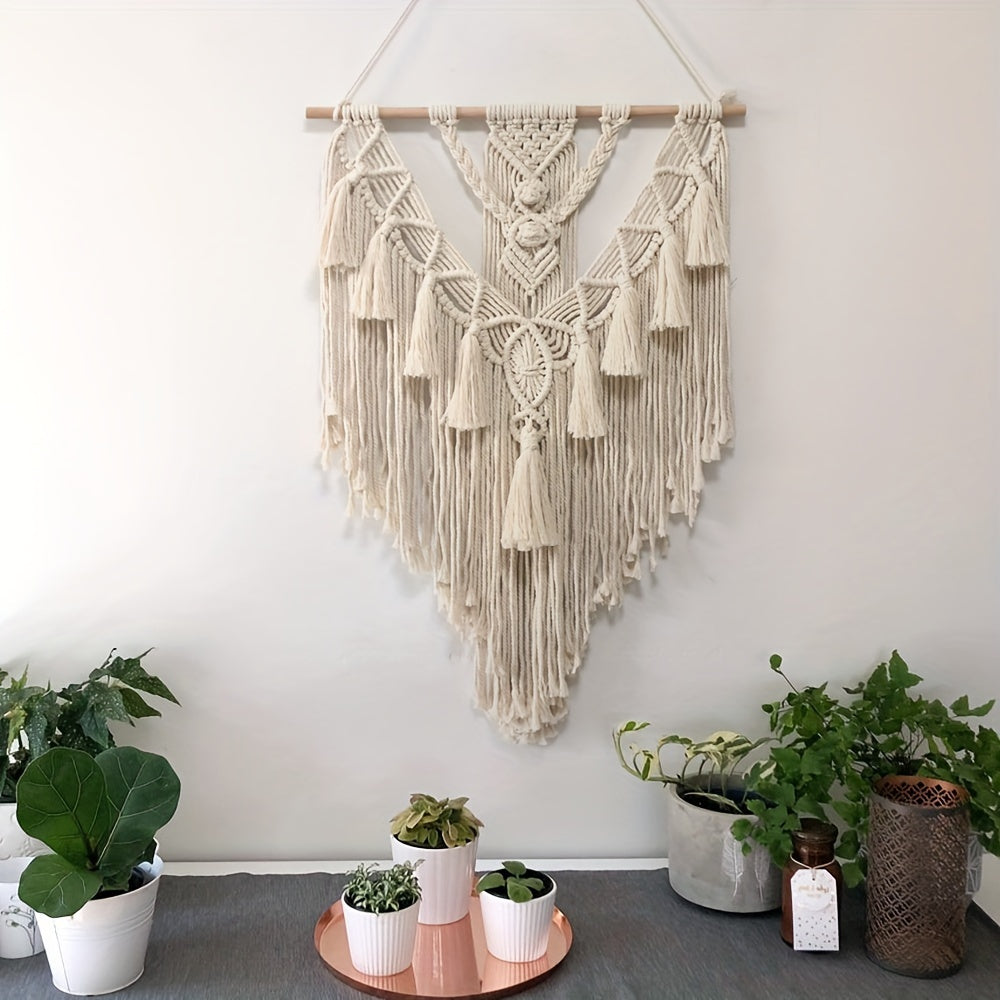 Macramé Wanddecoratie Met Handgeknoopte Structuur Voor Warme Natuurlijke Sfeer