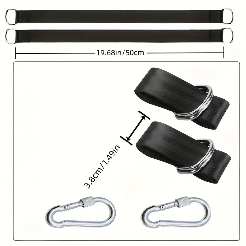 2‑Pack Zware Camping Hangmat Slings met Twee Sloten – Duurzame Ophangaccessoires voor Hangmatten & Schommels
