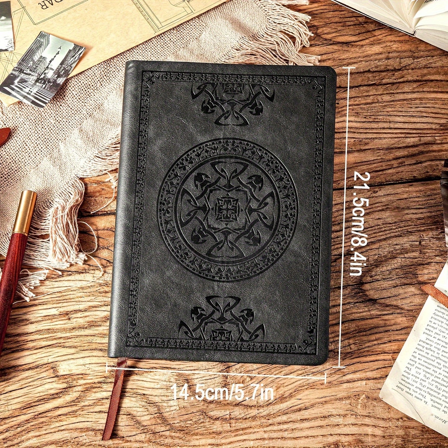 Vintage Kunstleren Dagboek – Herennotitieboek met Gerasterde Pagina’s