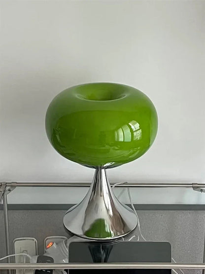 Vintage Appel Tafellamp van Glas in Bauhaus Stijl