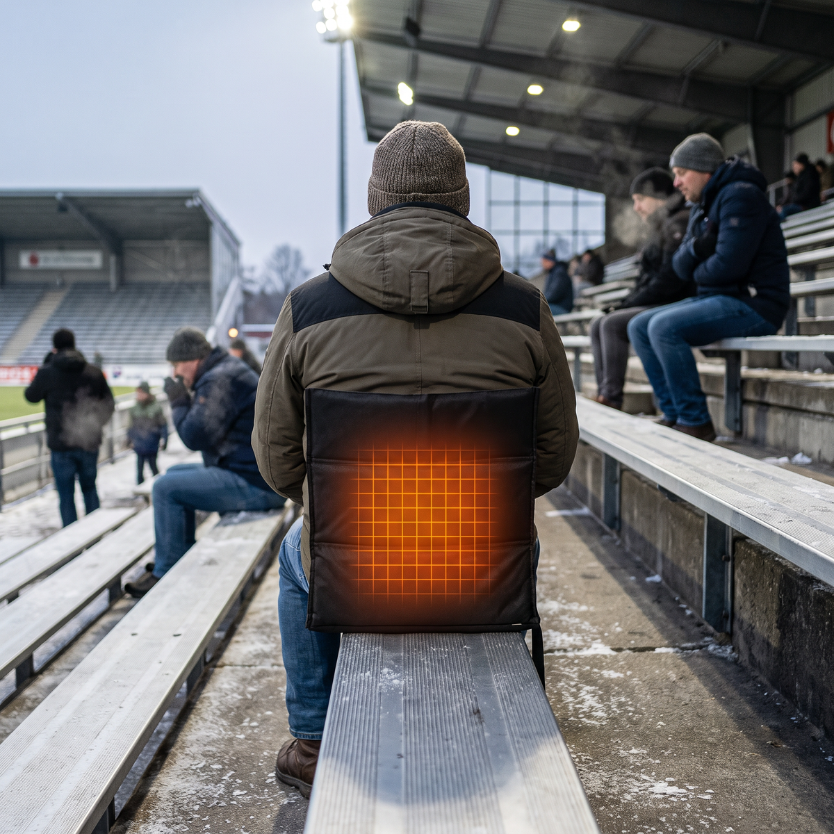Opvouwbaar Verwarmd Zitkussen met Rugleuning en 3 Warmtestanden