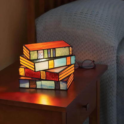 Glasboek Tafellamp Met Artistieke Uitstraling Voor Warme Sfeerverlichting In Huis