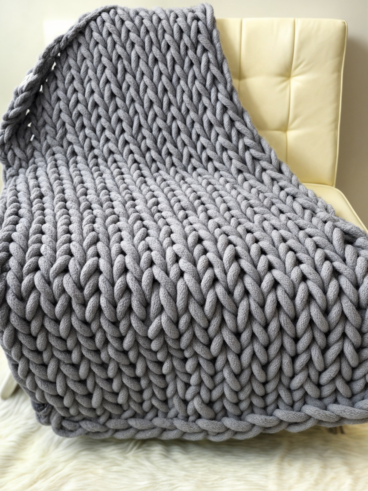 Grof Gebreide Deken Met Zachte Warmte En Dagelijkse Decoratieve Sfeer