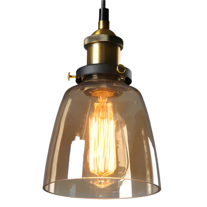 Vintage Hanglamp Met Antiekglazen Lampenkap