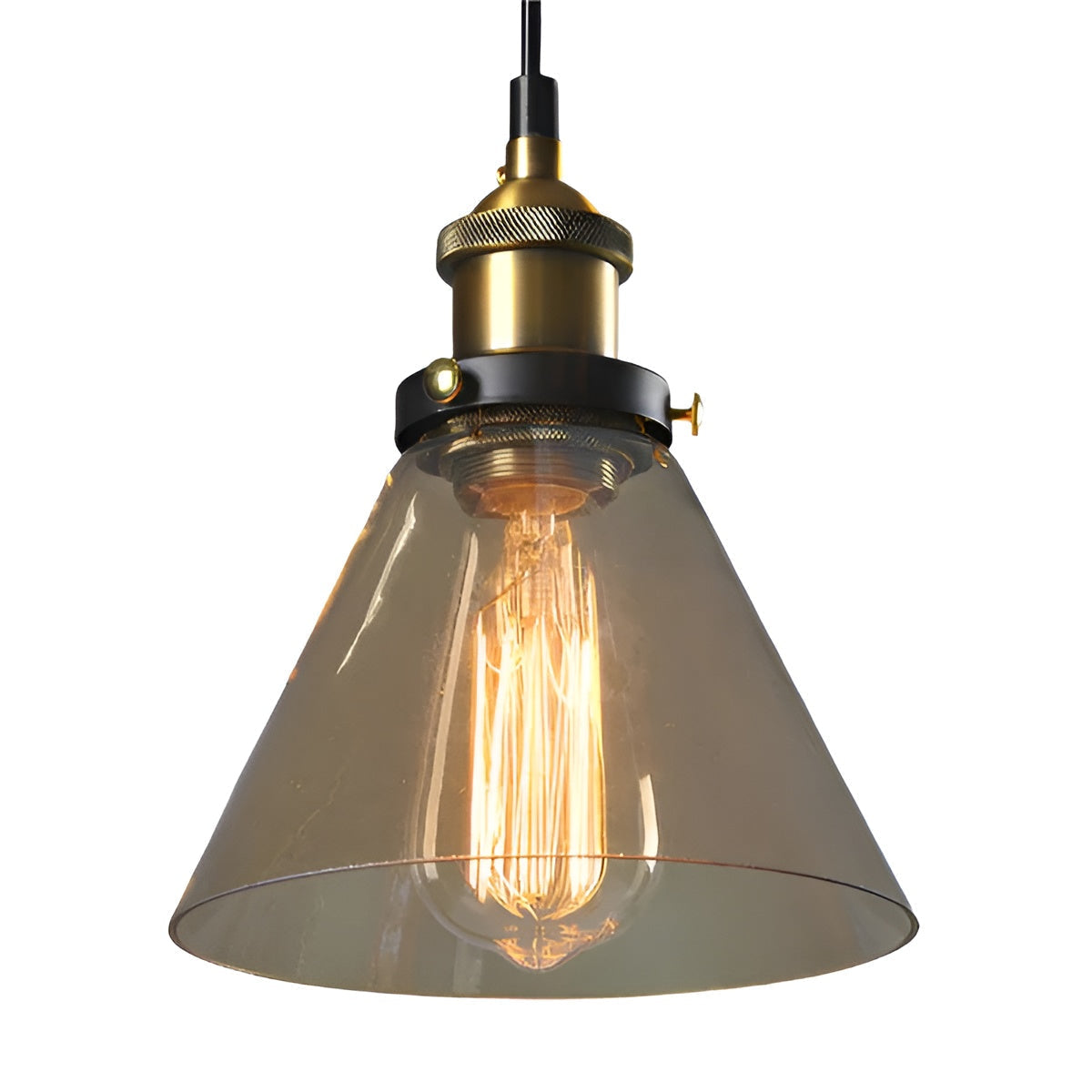 Vintage Hanglamp Met Antiekglazen Lampenkap