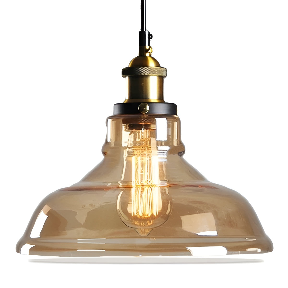 Vintage Hanglamp Met Antiekglazen Lampenkap