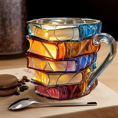 Kleurrijke Resin Mok Met 3D Boekenontwerp