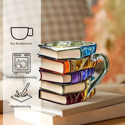 Kleurrijke Resin Mok Met 3D Boekenontwerp