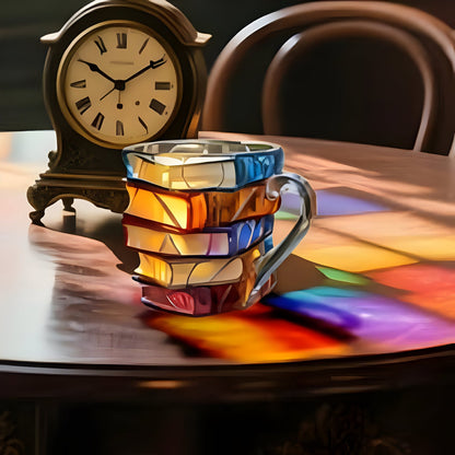 Kleurrijke Resin Mok Met 3D Boekenontwerp