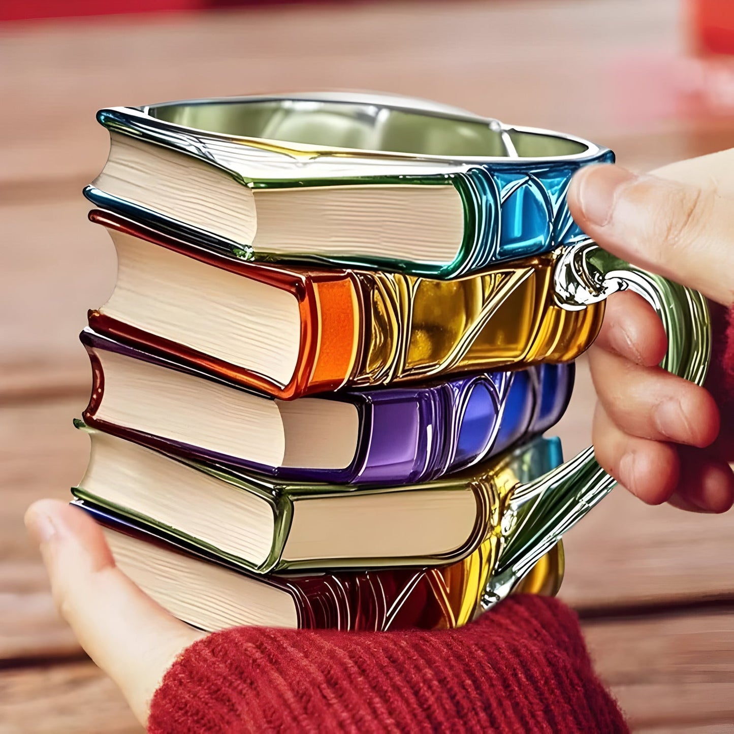 Kleurrijke Resin Mok Met 3D Boekenontwerp
