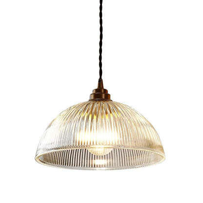 Retro Hanglamp Met Geribbelde Glazen Kap Voor Sfeervolle Verlichting