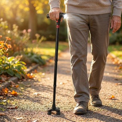 Slimme Wandelstok Met Noodalarm En Led Voor Veilige Buitenbeweging