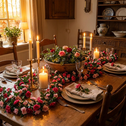 Zijden Rozen Klimopslinger Voor Blijvende Bloemdecoratie