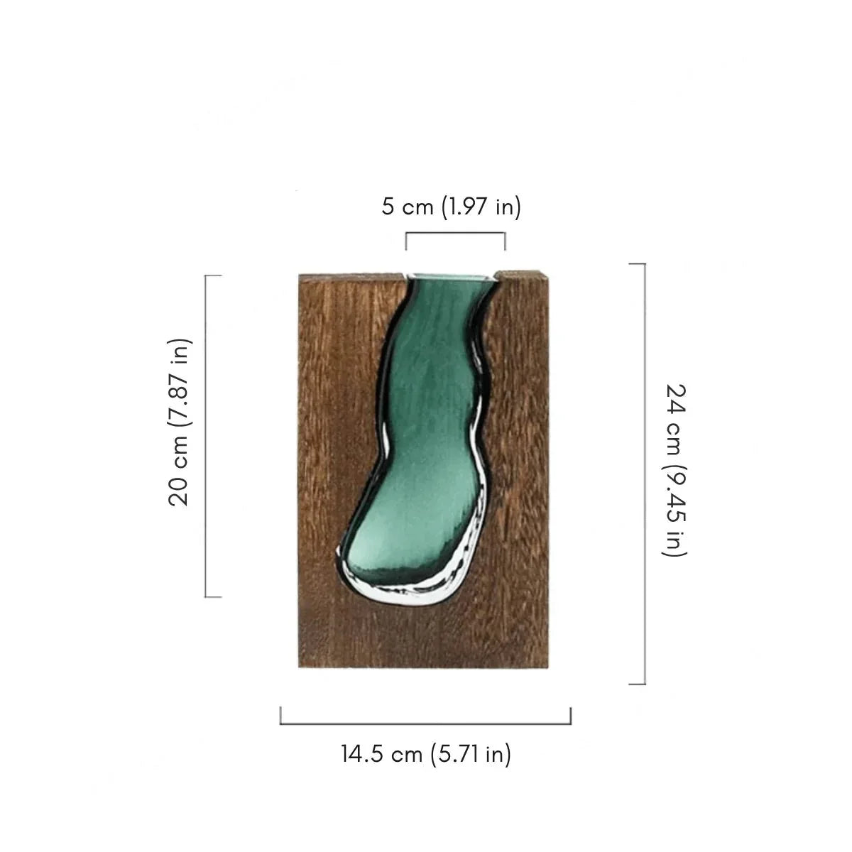 Decoratieve Vaas van Hout en Glas met Uitneembare Glasinzet