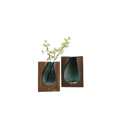 Decoratieve Vaas van Hout en Glas met Uitneembare Glasinzet