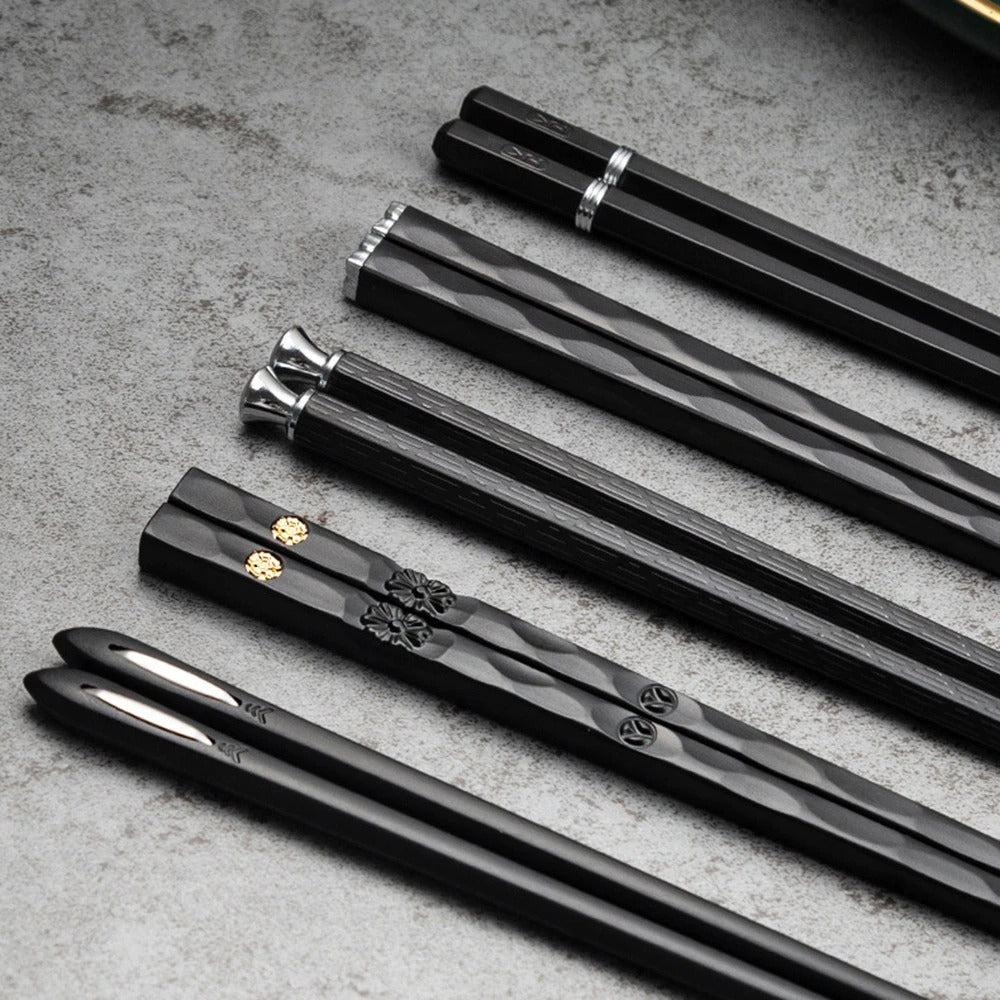 Metalen Eetstokjes met Decoratief Design – Set van 5 Paar