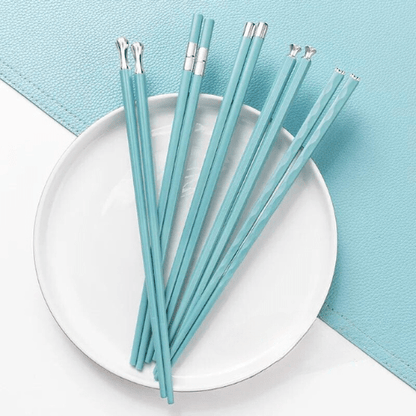 Metalen Eetstokjes met Decoratief Design – Set van 5 Paar