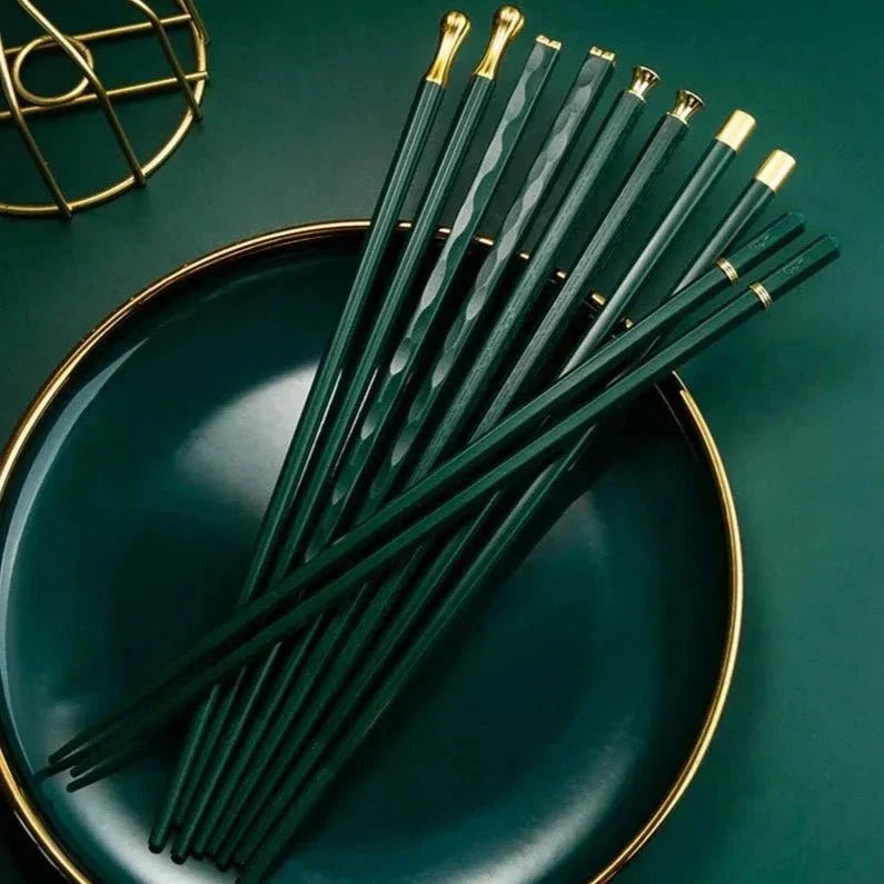 Metalen Eetstokjes met Decoratief Design – Set van 5 Paar