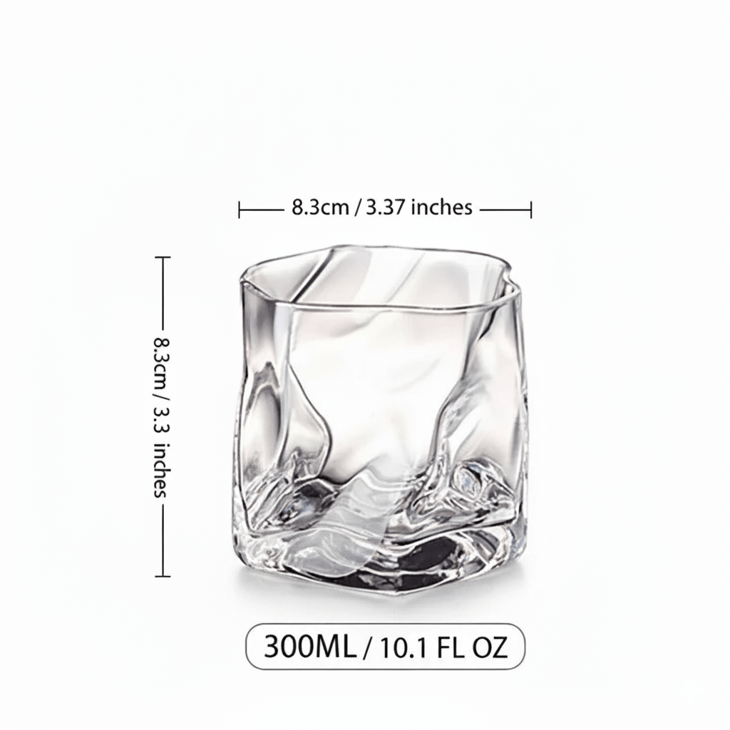 Whiskyglas met Reliëf en Goudkleurige Rand – 300 ml