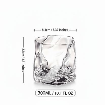 Whiskyglas met Reliëf en Goudkleurige Rand – 300 ml