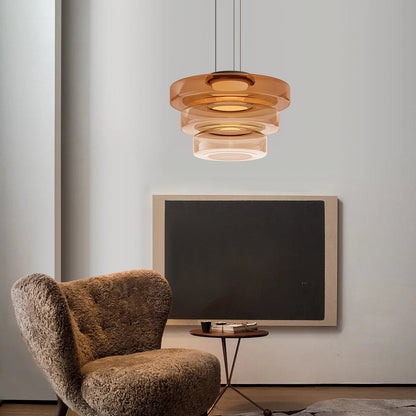 Gelaagde Glazen Hanglamp Met Tijdloos Minimalistisch Ontwerp