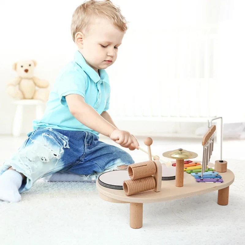 Montessori Muziekstation Met Houten Instrumenten Voor Creatief Speelplezier