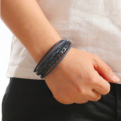 Gevlochten Leren Armband Met Magneetsluiting Voor Een Tijdloze En Verzorgde Uitstraling