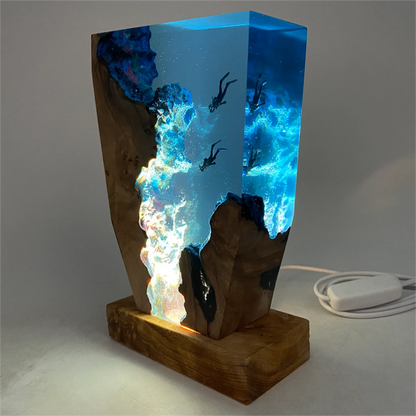 Epoxy Tafellamp Met Onderwaterdesign Voor Sfeervolle En Decoratieve Verlichting