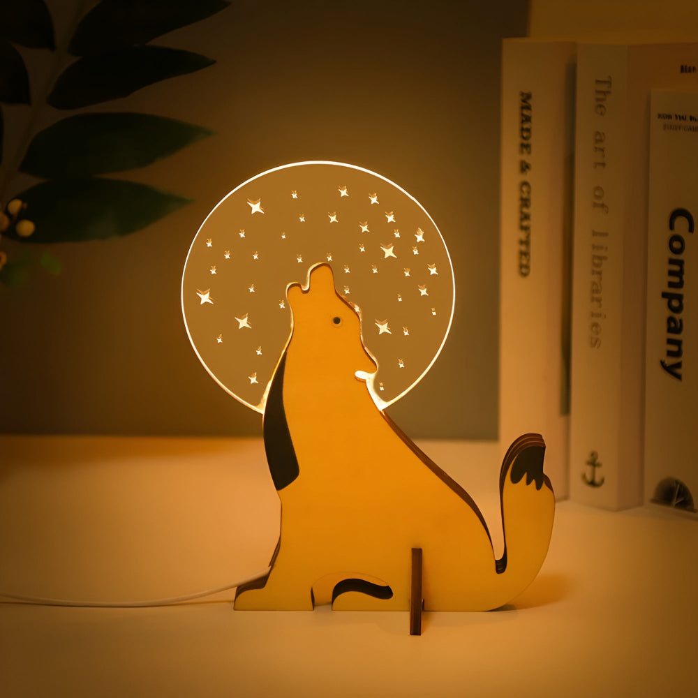 Houten Dierlamp Met Scandinavische Vorm En Warme LED Verlichting