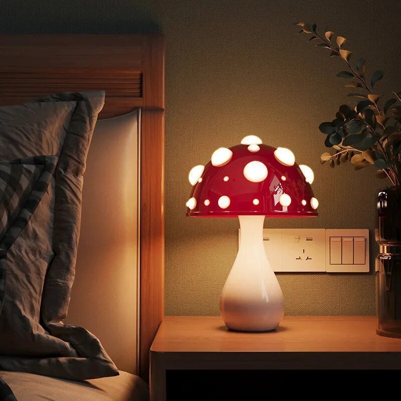 Paddenstoelvormige Led Tafellamp Met Sculpturale Vorm Voor Warme Moderne Sfeerverlichting