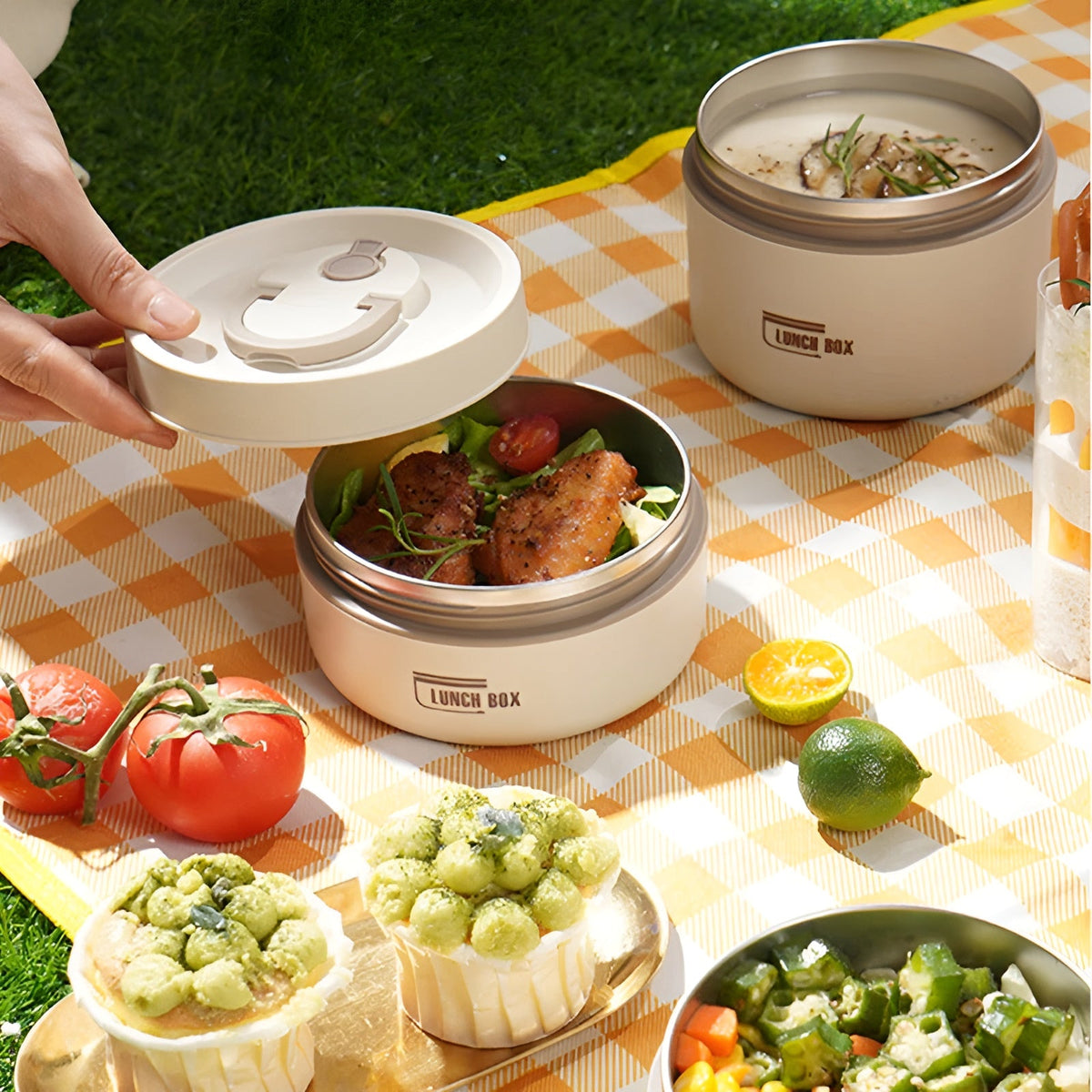 Geïsoleerde Lunchbox Met Meerdere Compartimenten En Draagtas