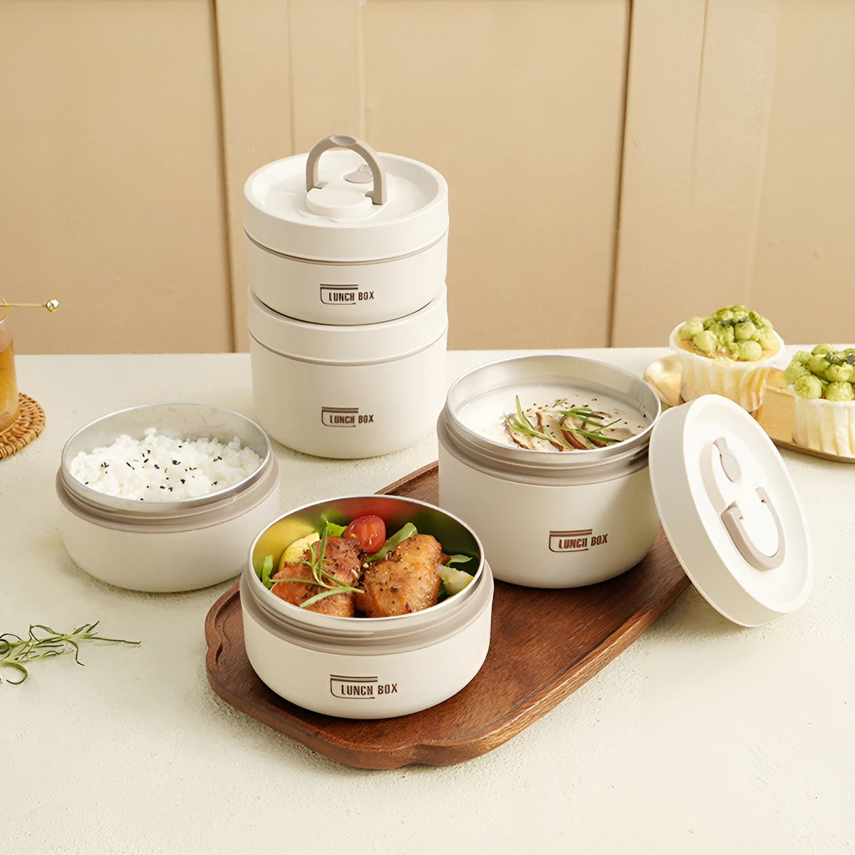 Geïsoleerde Lunchbox Met Meerdere Compartimenten En Draagtas