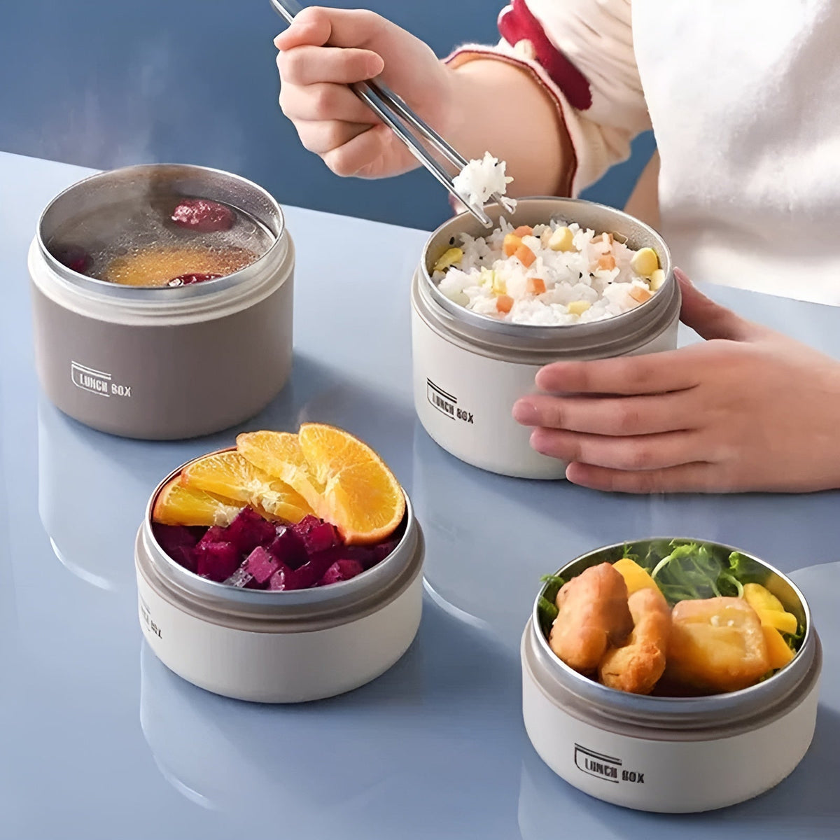 Geïsoleerde Lunchbox Met Meerdere Compartimenten En Draagtas
